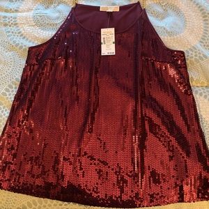 Sequin Tank Top in Burgundy
